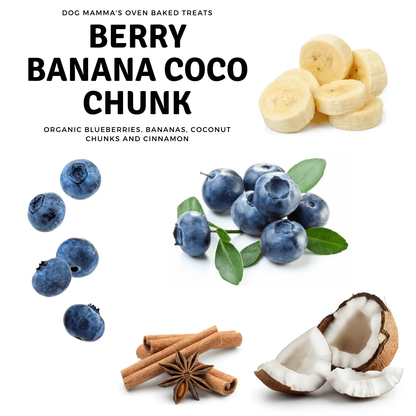 Dog Mamma's Organic Berry Banana Coconut Recipe - USDA Organic Certified Dog Treats Dog Mamma's Organic Dog Treats