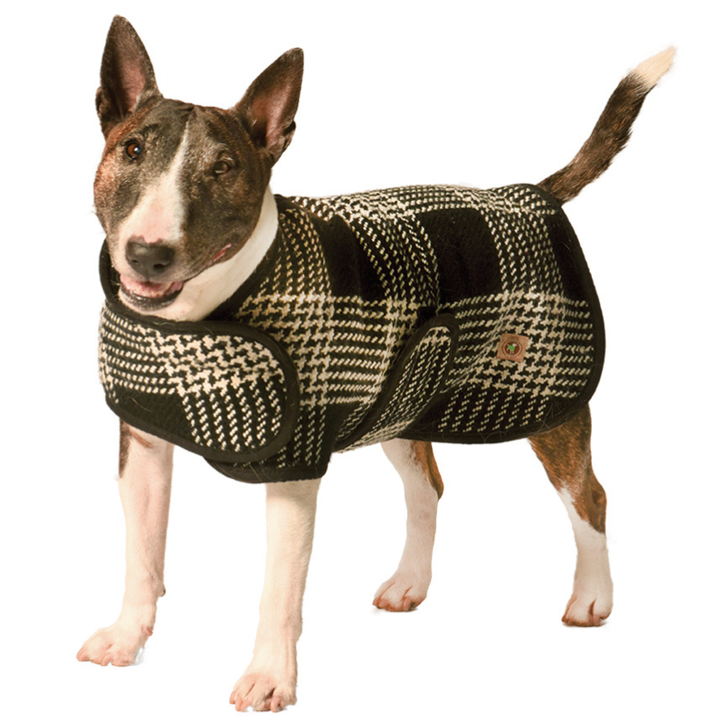 Black and White Plaid Blanket Dog Coat