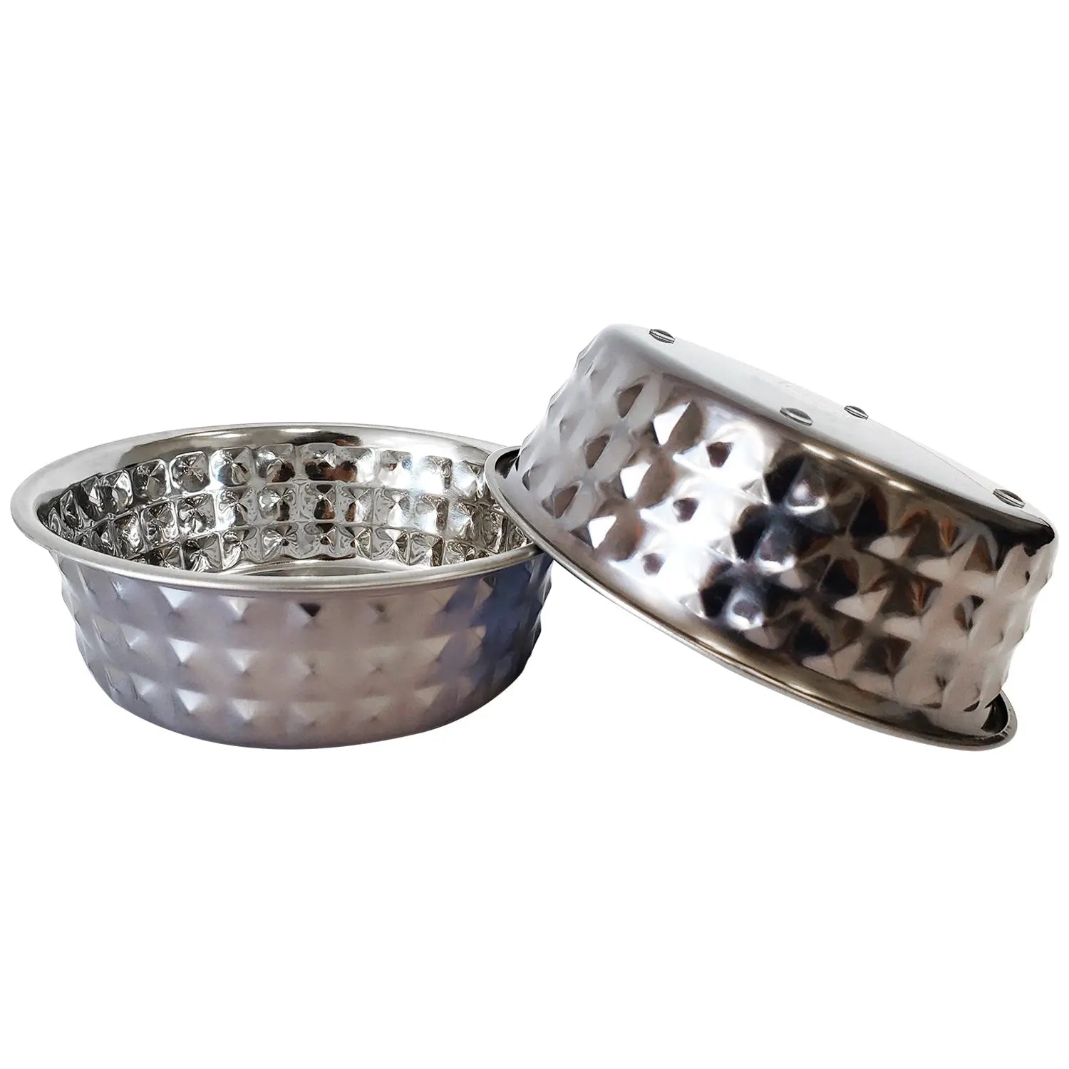 Country Living Set of 2 Hammered Stainless Steel Dog Bowls – Black Pearl American Pet Supplies