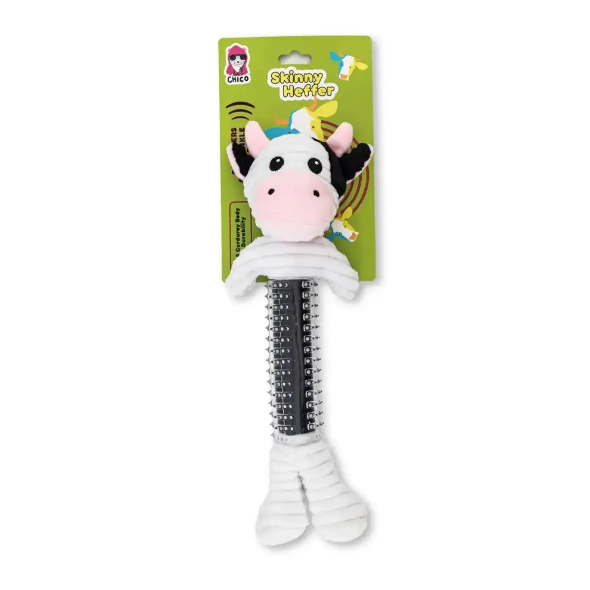 Country Living Thermoplastic Rubber Black & White Cow Plush Dog Toy – with Squeaker & Crinkle Paper American Pet Supplies
