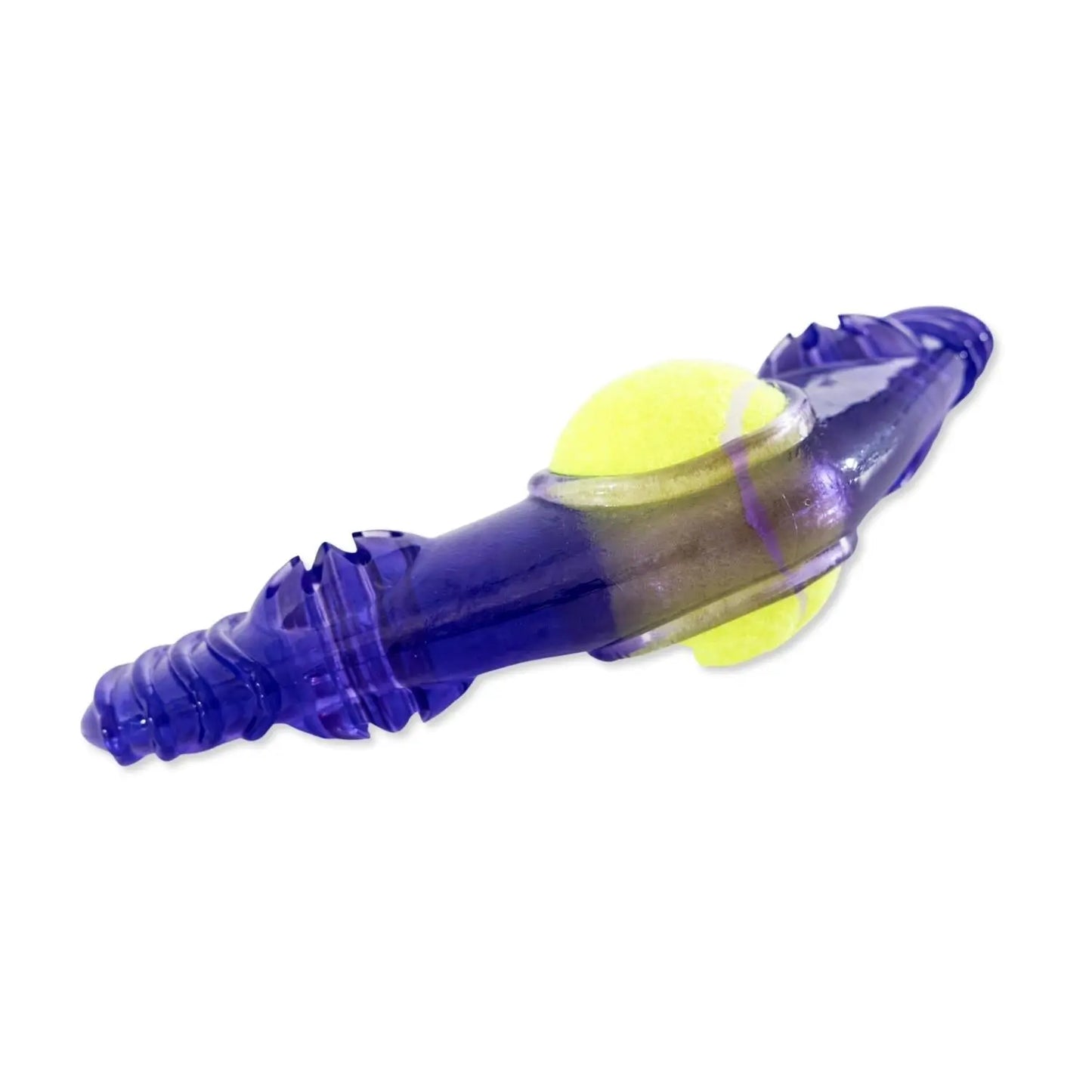 TPR Boomerang Dog Chew Toy with Removable Squeaker Tennis Ball & Treat Fill American Pet Supplies