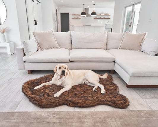 PupRug by Paw.com™ Faux Fur Orthopedic Dog Bed - Curve Brown Paw.com