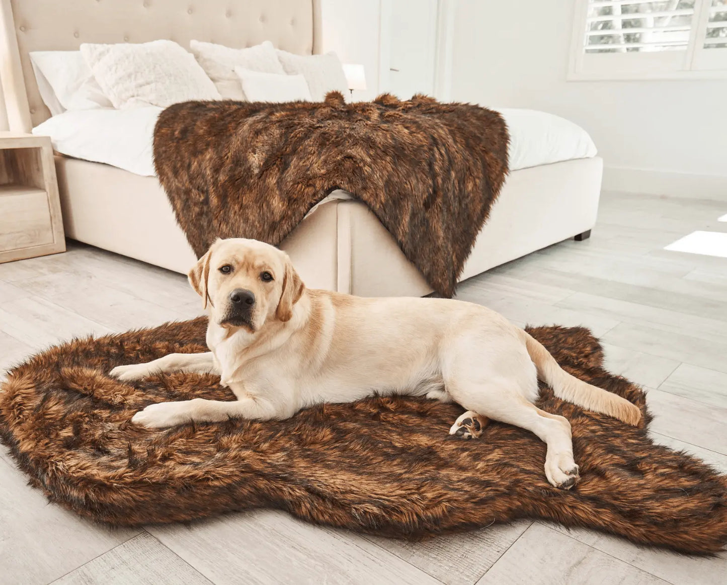 PupRug by Paw.com™ Faux Fur Orthopedic Dog Bed - Curve Brown Paw.com
