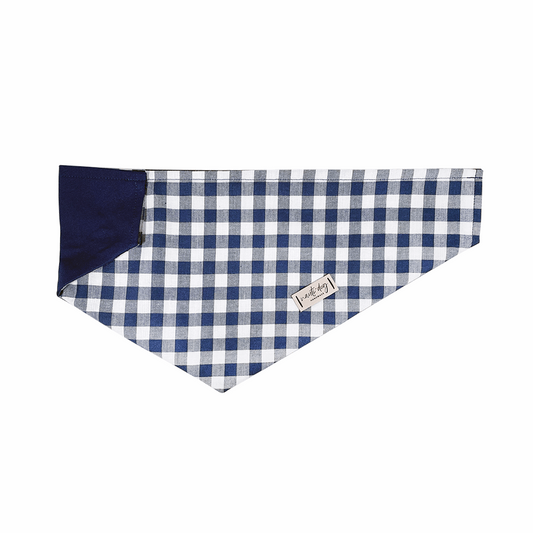 Buffalo Navy Check Oxford Plaid Over-the-collar Bandana Nauti-dog Handmade