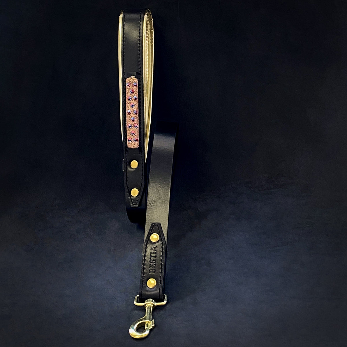 Bestia Candy Leather Dog Leash – Black