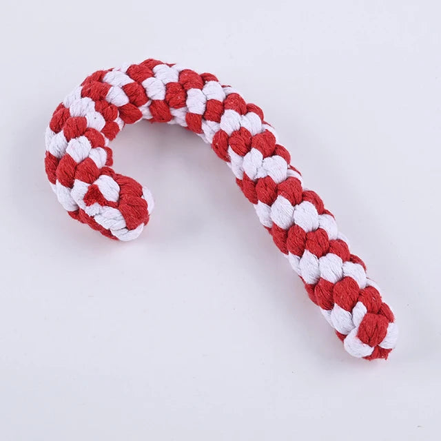 Cotton Rope Walking Stick Christmas Series Pet Toys Dog Teeth Sharpening & Cleaning Toys