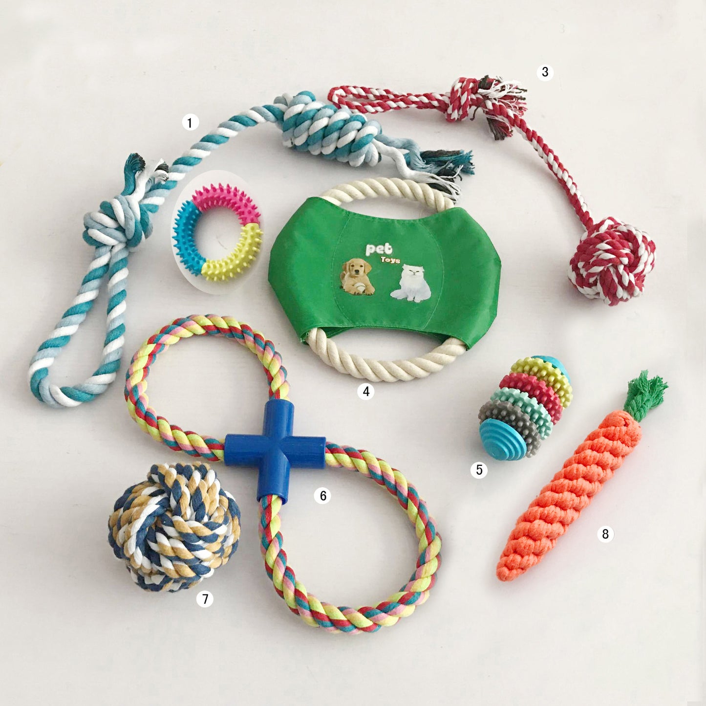 Combination Set Dog Toy Set Spot Cotton Rope Bite Toy Dog Tooth Grinding Toy