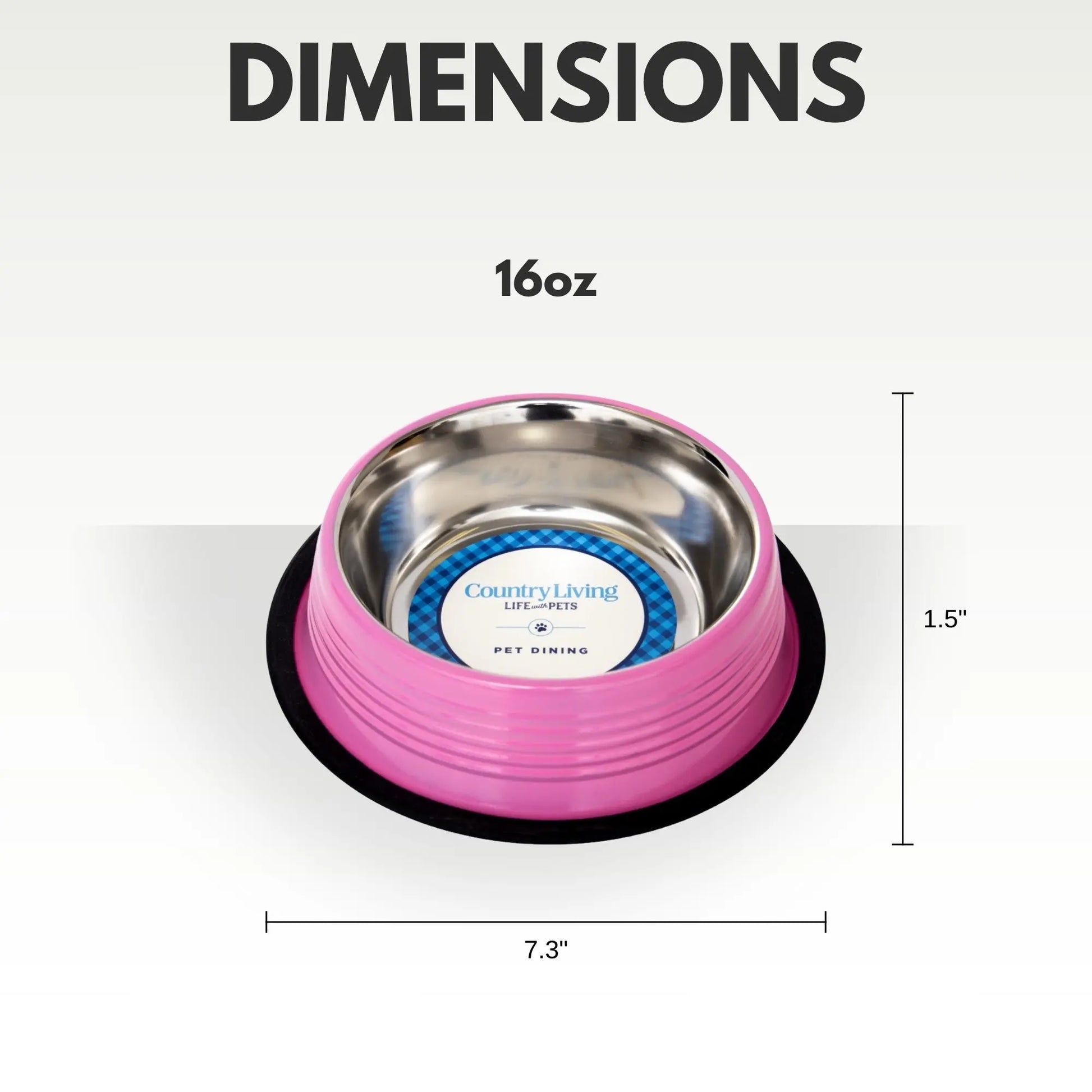 Country Living Set of 2 Ribbed Non-Slip Pet Bowls – Carnation Pink American Pet Supplies