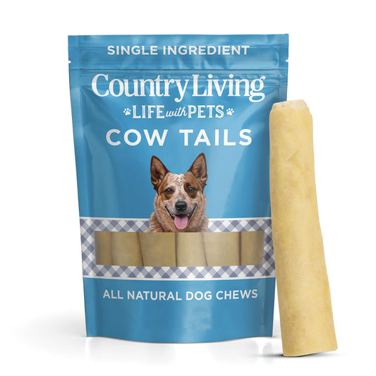 Country Living 5”-7” Cow Tails Dog Chews – 10 Count Bag – All-Natural, Single-Ingredient, Long-Lasting Beef Chews – High-Protein, Grain-Free – Promotes Dental Health American Pet Supplies