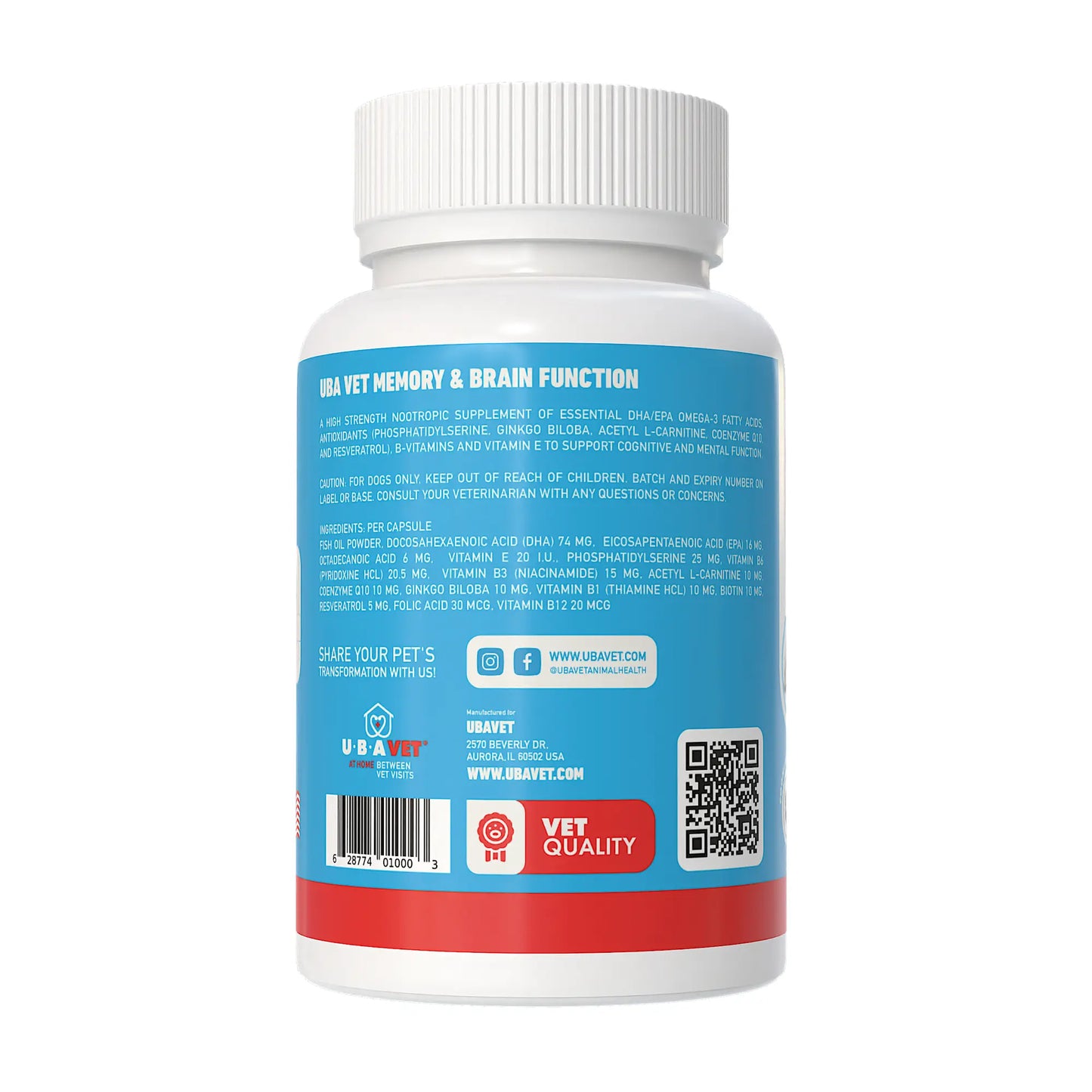 UBAVET Memory & Brain Support for Senior Dogs – 90 ct Cognitive Health Supplement American Pet Supplies