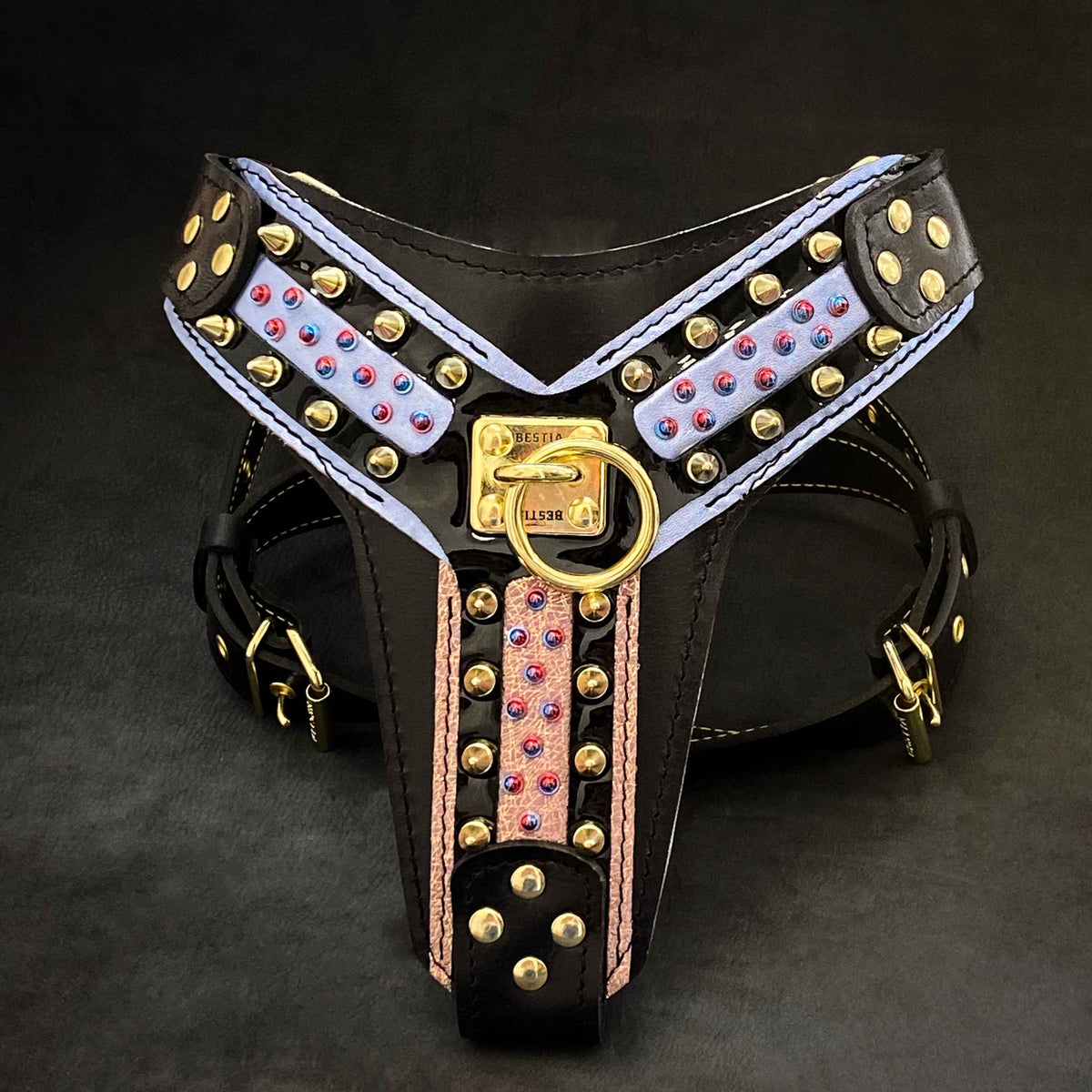 Bestia Candy Leather Dog Harness – Black