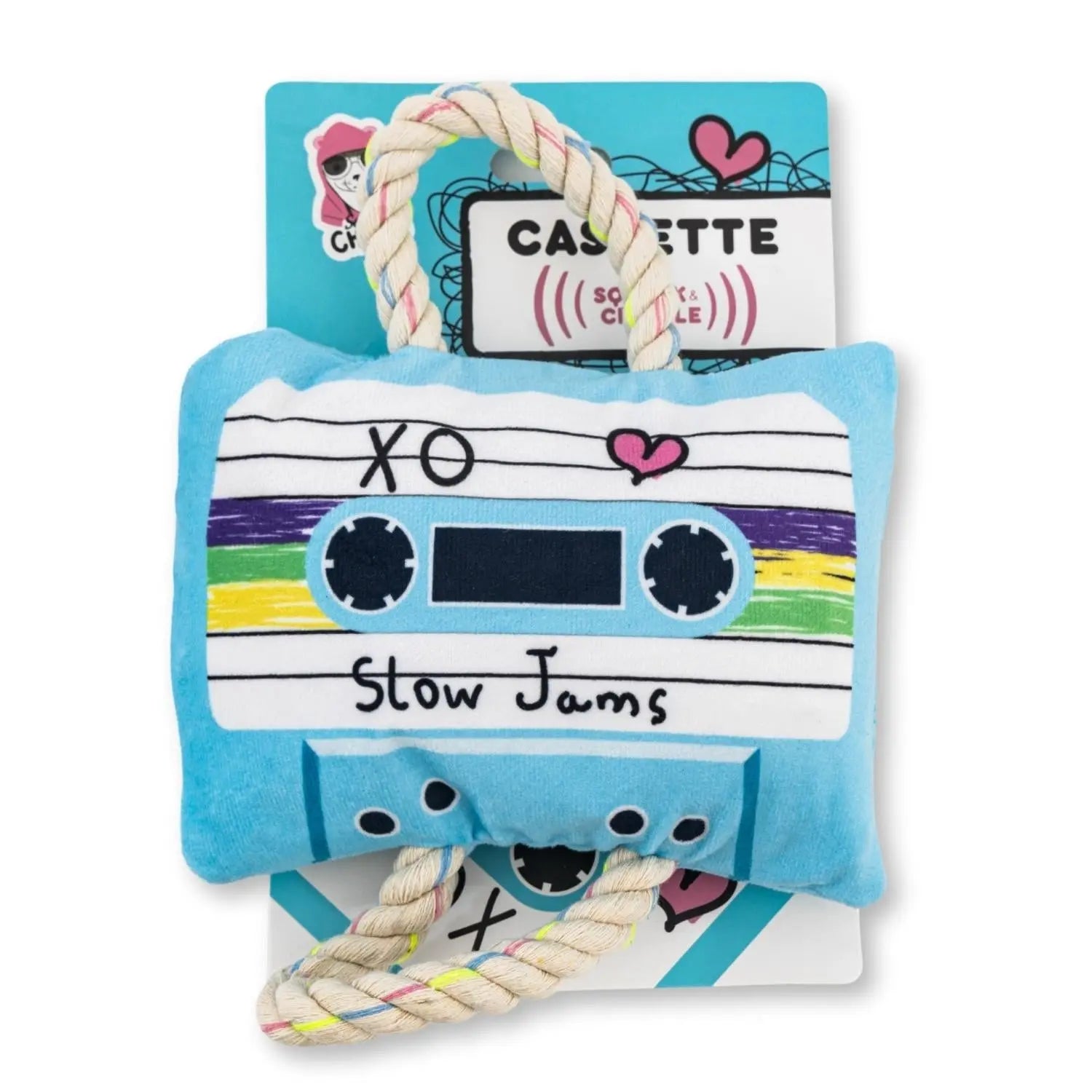 Retro Cassette Tape Plush Dog Toy – with Squeaker & Crinkle Paper for Fun Play American Pet Supplies