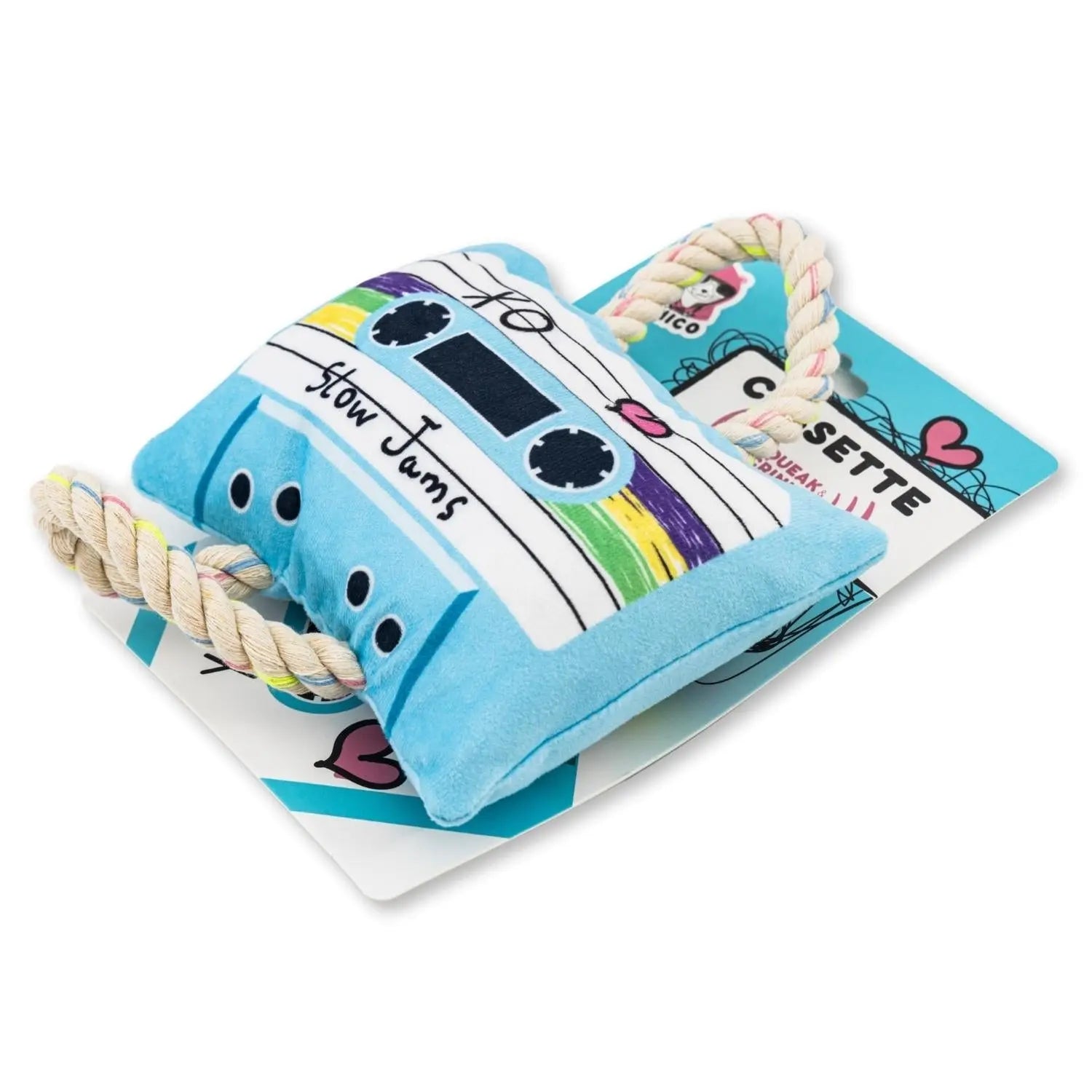 Retro Cassette Tape Plush Dog Toy – with Squeaker & Crinkle Paper for Fun Play American Pet Supplies
