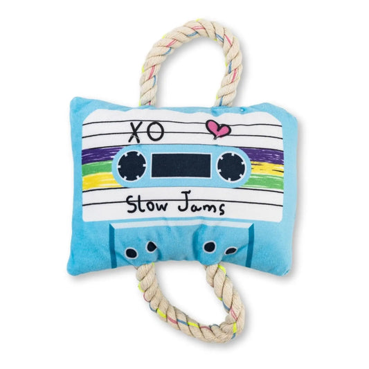 Retro Cassette Tape Plush Dog Toy – with Squeaker & Crinkle Paper for Fun Play American Pet Supplies