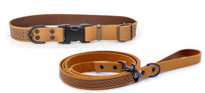 Celtic Sport Leather Collar and Leash Set Euro-Dog Collars and Leads