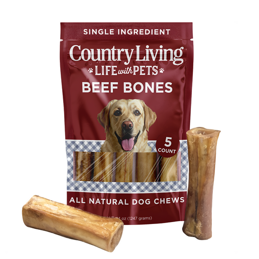 Country Living 5”-6” Beef Center Cut Bones for Dogs – 5 Count Bag – All-Natural, Long-Lasting Dog Chews – Single-Ingredient, High-Protein, Rawhide-Free – Supports Dental Health American Pet Supplies