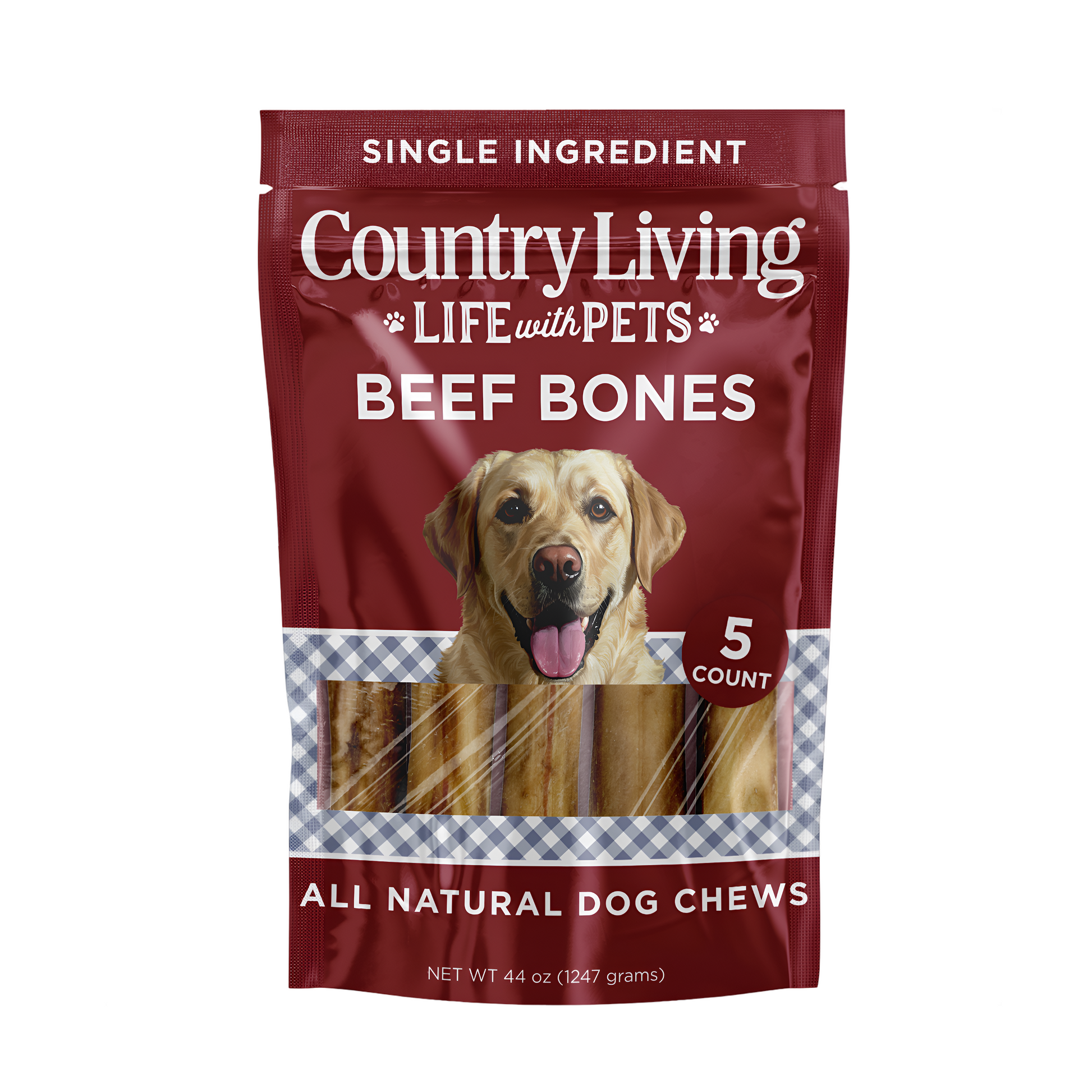 Country Living 5”-6” Beef Center Cut Bones for Dogs – 5 Count Bag – All-Natural, Long-Lasting Dog Chews – Single-Ingredient, High-Protein, Rawhide-Free – Supports Dental Health American Pet Supplies