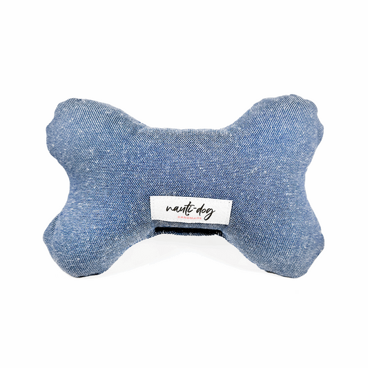 Chambray Classic Oxford Denim Woven Stuffed Squeaker Wubby Dog Toy Nauti-dog Handmade