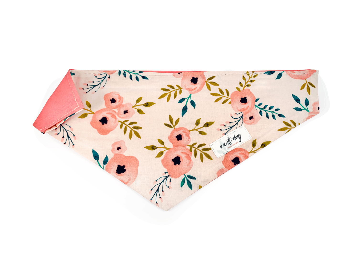 Charleston Blush Floral Tea Rose Over-the-collar Dog Bandana Nauti-dog Handmade
