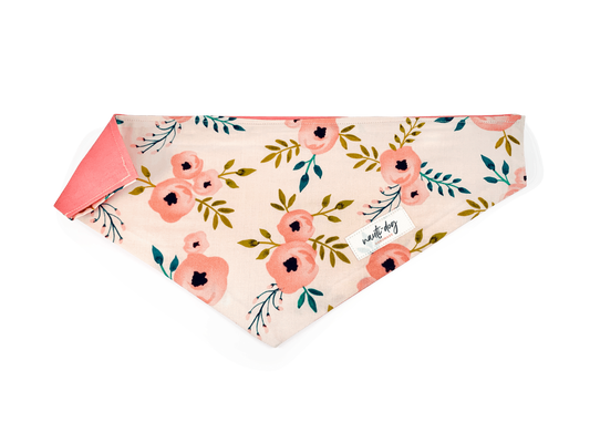 Charleston Blush Floral Tea Rose Over-the-collar Dog Bandana Nauti-dog Handmade