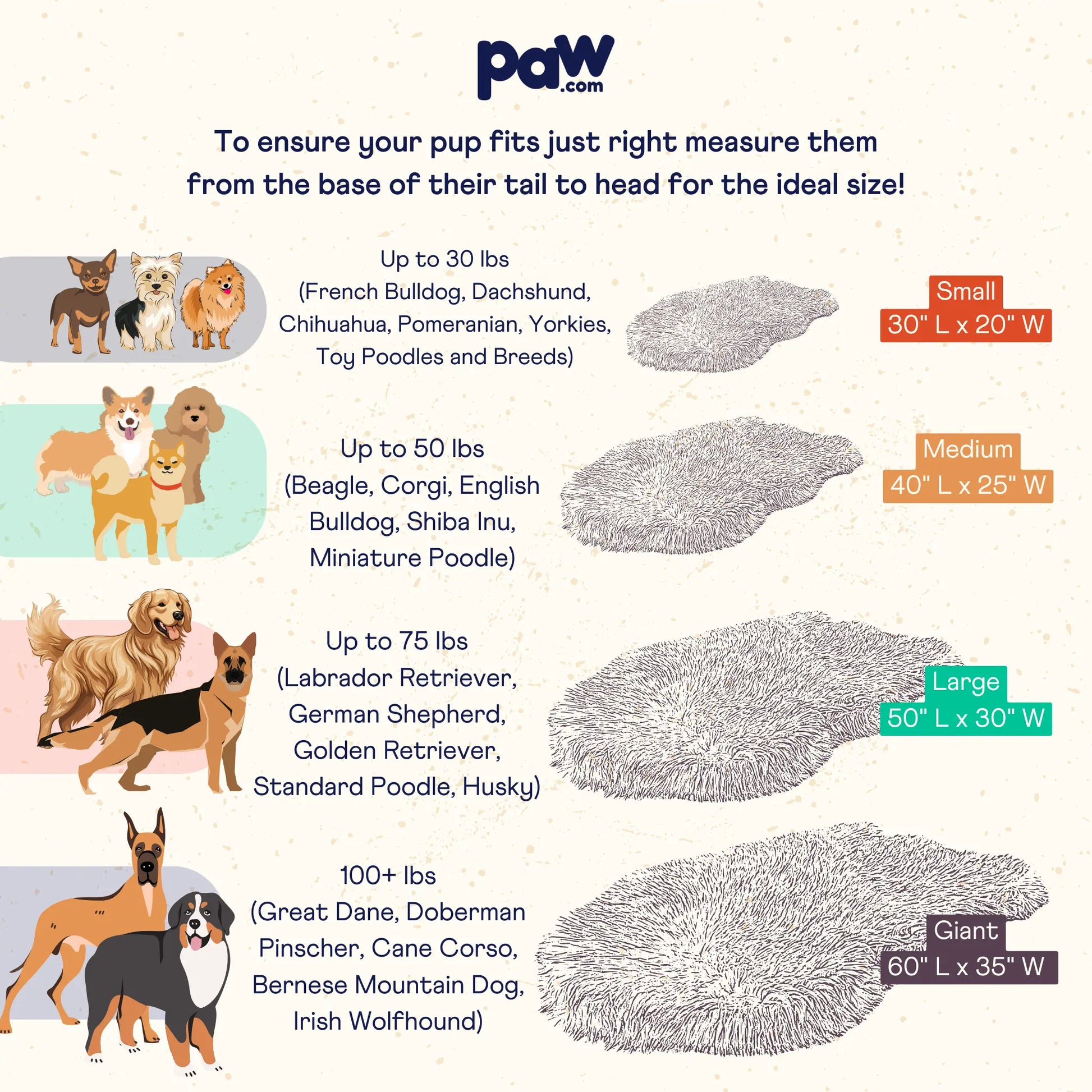 PupRug by Paw.com™ Faux Fur Orthopedic Dog Bed - Curve White with Brown Accents Paw.com