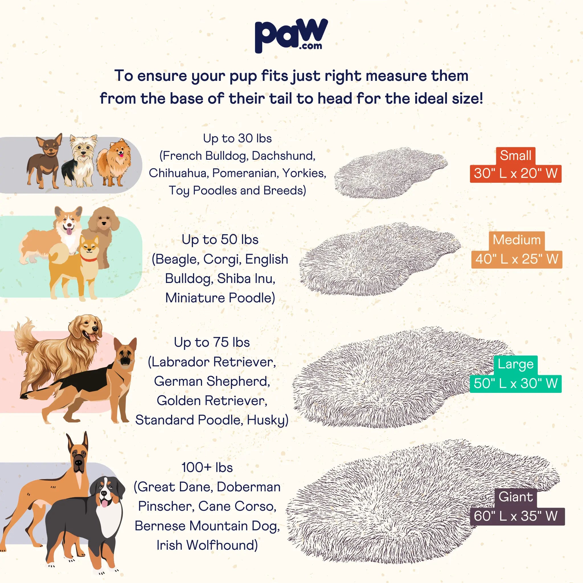 PupRug by Paw.com™ Faux Fur Orthopedic Dog Bed - Curve White with Brown Accents Paw.com