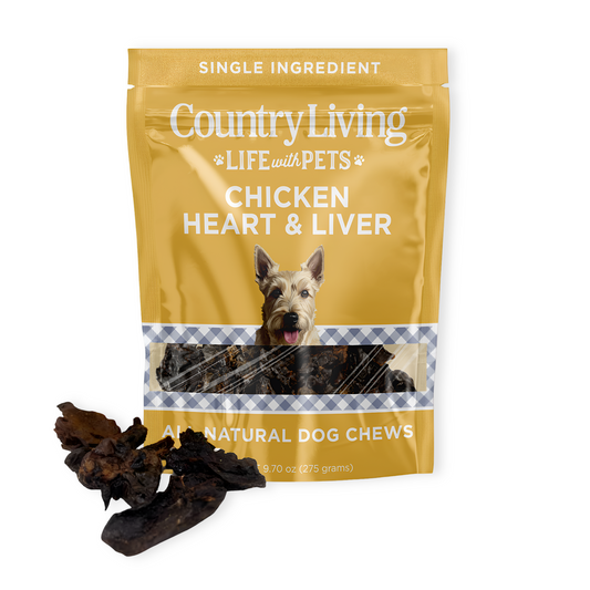 Country Living Dehydrated Chicken Hearts & Livers Dog Treats – 9oz Bag – 100% Natural, High-Protein, Single-Ingredient – Grain-Free, Healthy Training & Reward Treats – No Preservatives or Additives American Pet Supplies