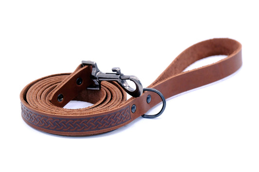 Celtic Sport Chocolate Leather Dog Leash Euro-Dog Collars and Leads