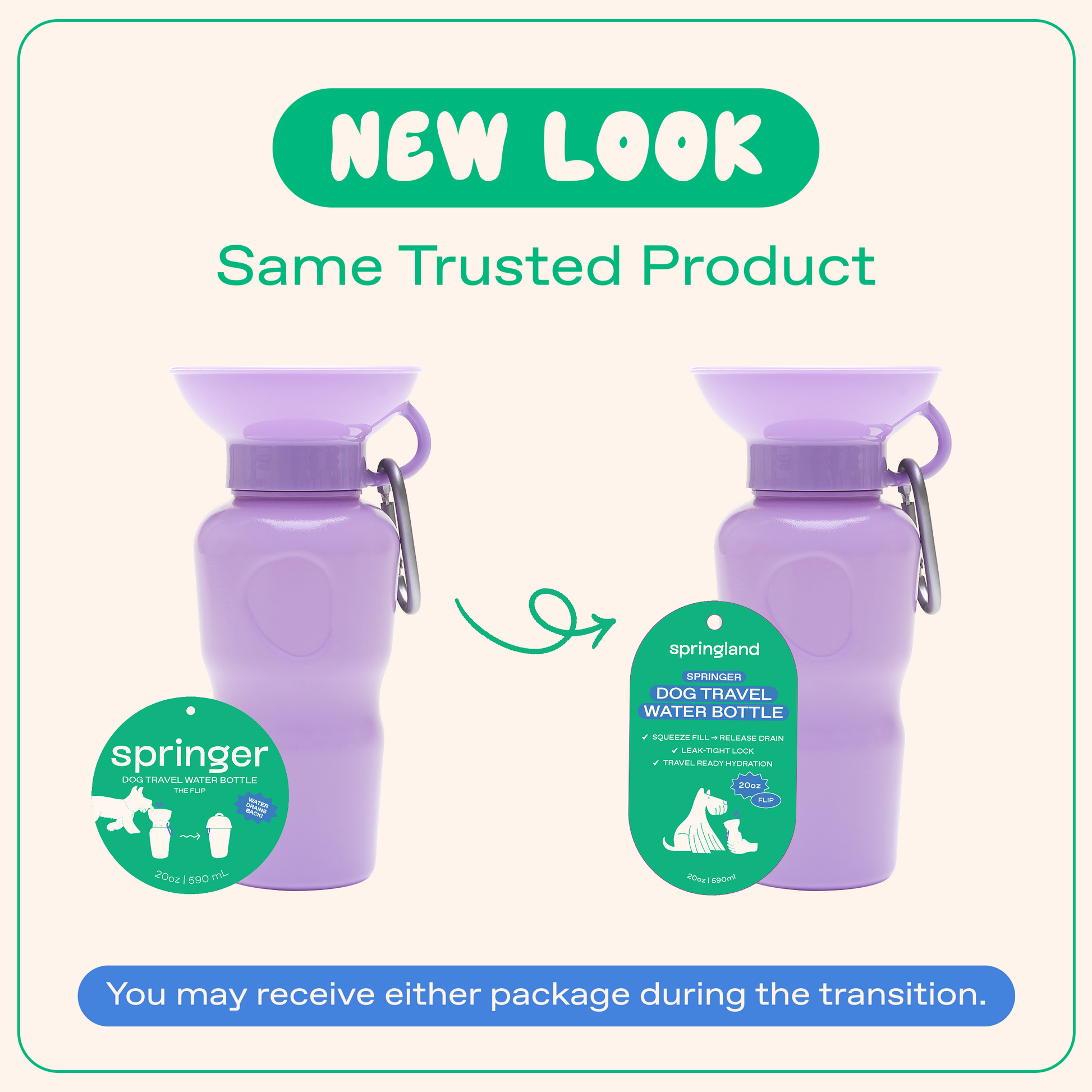 22oz Original Dog Travel Water Bottle Springland Pets