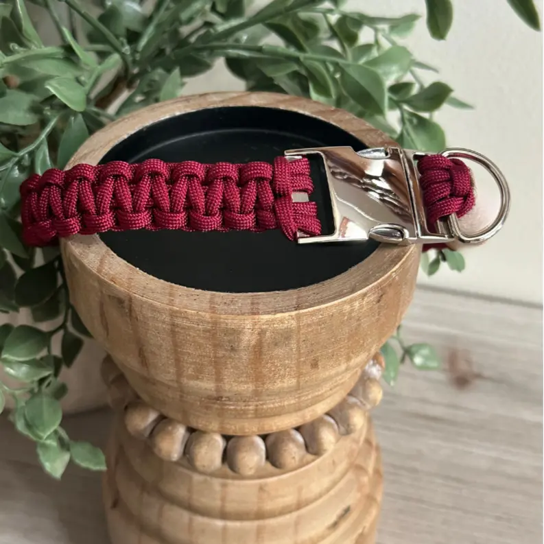 Cobra Braid in Maroon Handmade Dog Collar Pawsh Pup Co.