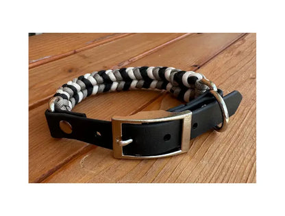 Coiled Charm Hand Braided Dog Collar in Black, Tan, & Cream Pawsh Pup Co.