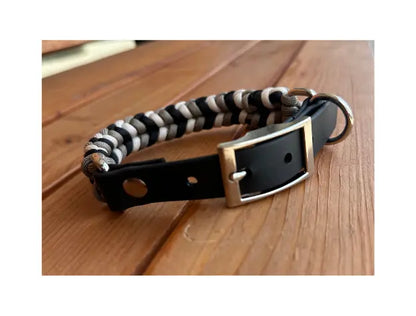 Coiled Charm Hand Braided Dog Collar in Black, Tan, & Cream Pawsh Pup Co.