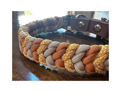 Coiled Charm Hand Braided Dog Collar in Mustard, Goldenrod, & Light Tan Pawsh Pup Co.