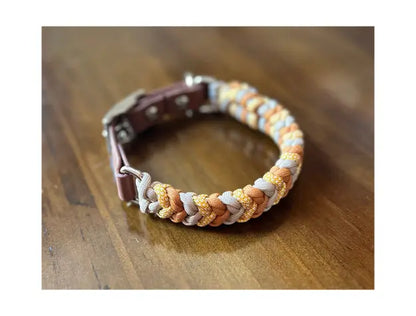 Coiled Charm Hand Braided Dog Collar in Mustard, Goldenrod, & Light Tan Pawsh Pup Co.