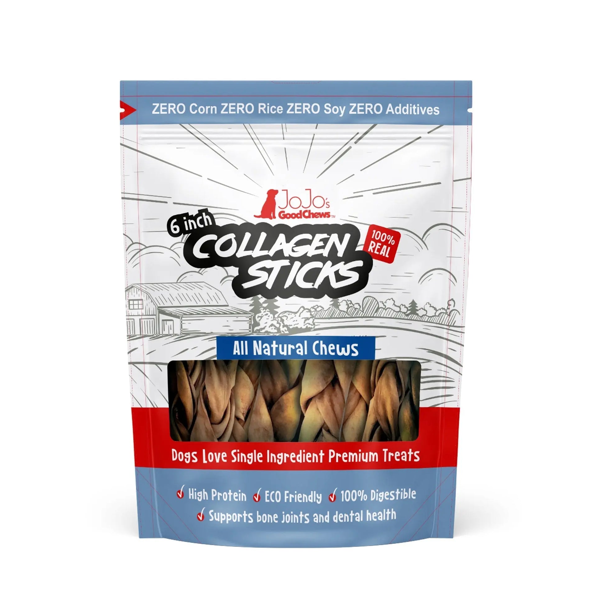All-Natural Braided Collagen Stick Dog Treats, Supports Joint, Skin & Coat Health – 6-Inch Standard (4-Pack) American Pet Supplies