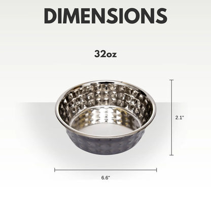 Country Living Set of 2 Hammered Stainless Steel Dog Bowls – Black Pearl American Pet Supplies