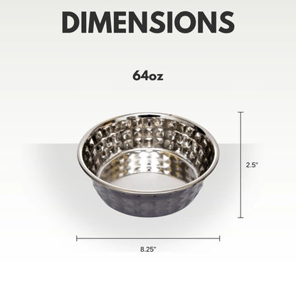 Country Living Set of 2 Hammered Stainless Steel Dog Bowls – Black Pearl American Pet Supplies