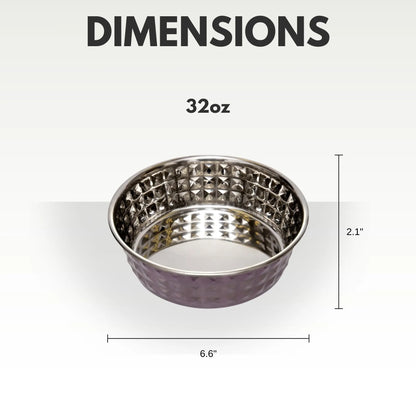 Country Living Set of 2 Hammered Stainless Steel Dog Bowls – Lavender American Pet Supplies