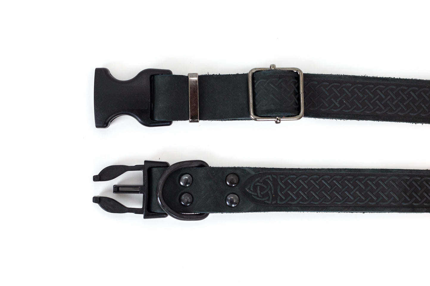 Celtic Sport Midnight Black Leather Dog Collar Euro-Dog Collars and Leads