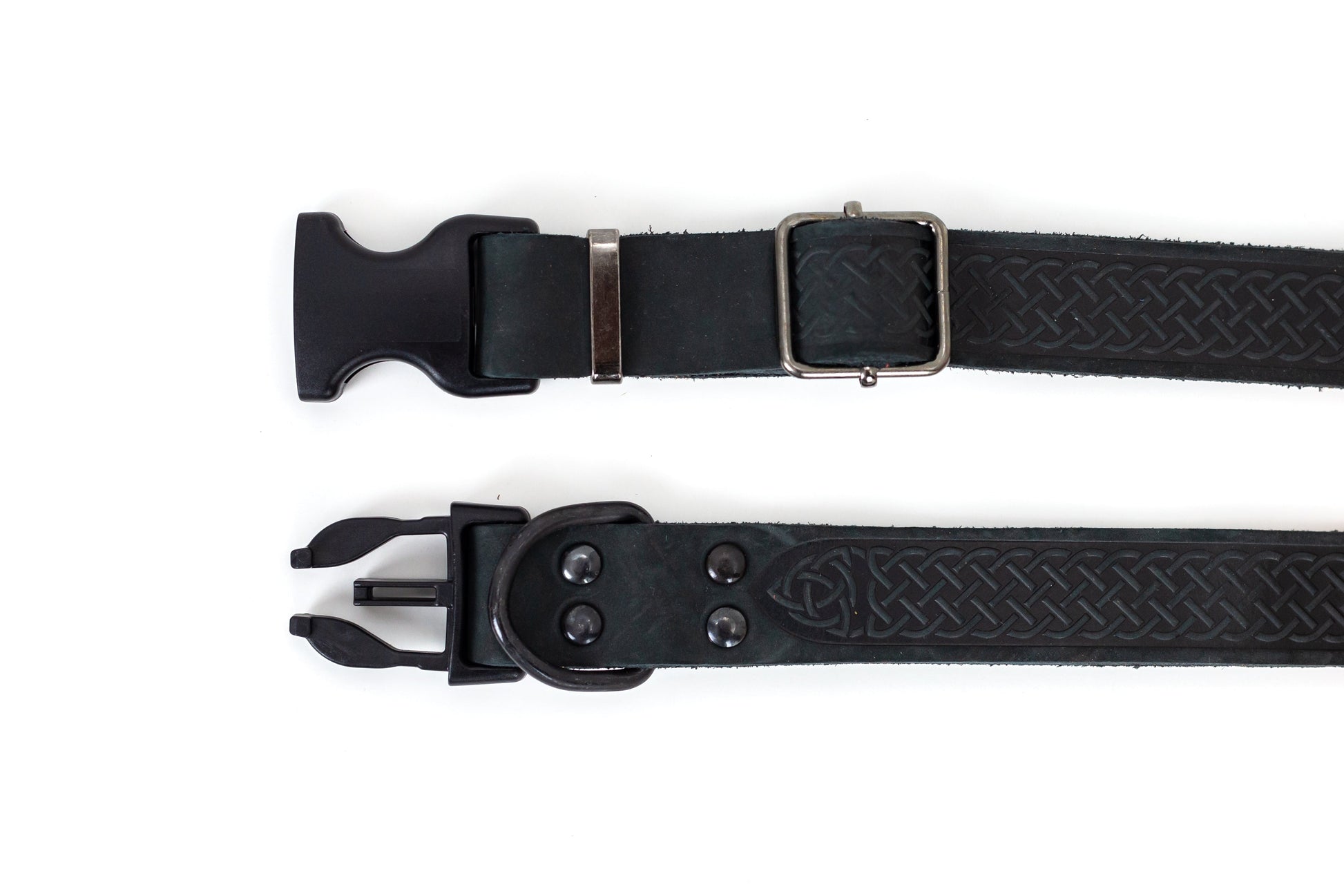 Celtic Sport Midnight Black Leather Dog Collar Euro-Dog Collars and Leads