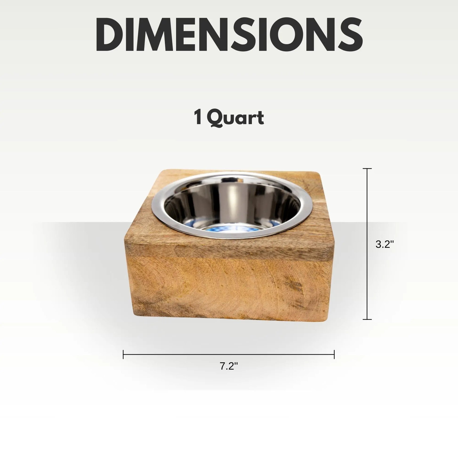 Country Living Elegant Stainless Steel Dog Bowl with Square Mango Wood Holder – 1 Quart American Pet Supplies