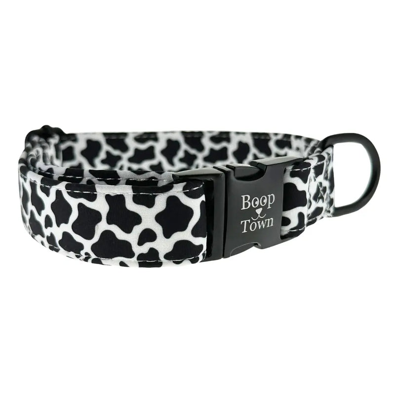 Boop Town Soft Cotton Dog Collar - Anti-Hair Matting & Durable Nylon Core - Quick Release Metal Buckle - Adjustable for Small Medium Large XL Dogs - Gold Tone Hardware