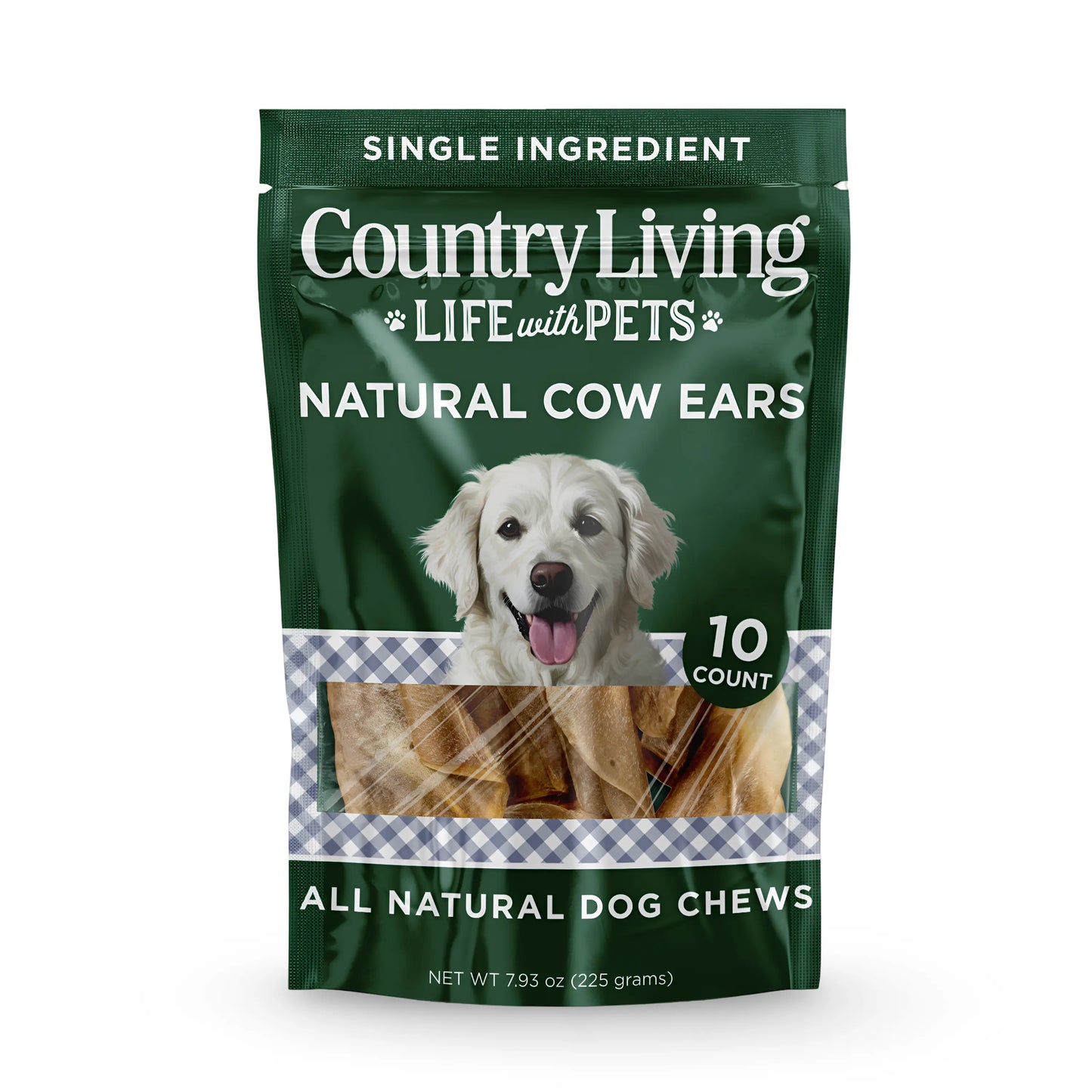 Country Living Natural Cow Ears Dog Chews – 10 Count Bag – All-Natural, Single-Ingredient, Long-Lasting Dog Chews – High-Protein, Low-Fat, Rawhide-Free – Supports Dental Health American Pet Supplies