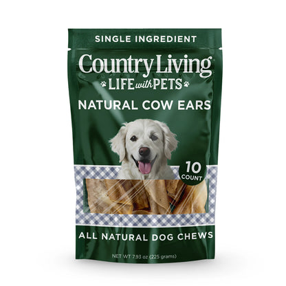 Country Living Natural Cow Ears Dog Chews – 10 Count Bag – All-Natural, Single-Ingredient, Long-Lasting Dog Chews – High-Protein, Low-Fat, Rawhide-Free – Supports Dental Health American Pet Supplies