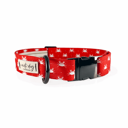 Crabby Red Maryland Crab Coastal Buckle & Martingale Dog Collar Nauti-dog Handmade