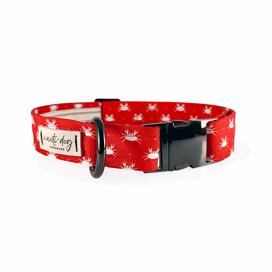 Crabby Red Maryland Crab Coastal Buckle & Martingale Dog Collar Nauti-dog Handmade