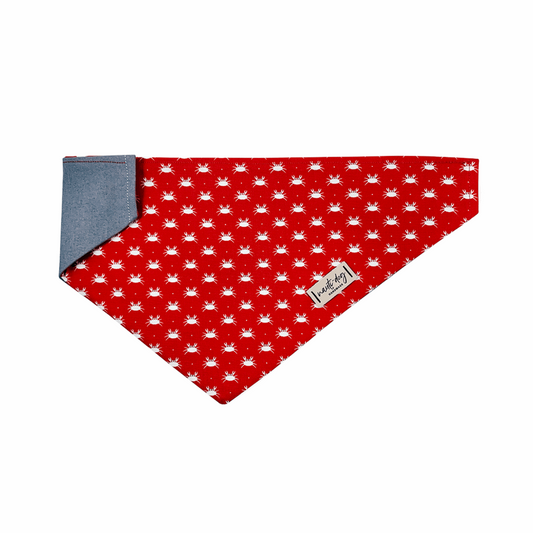 Crabby Red Maryland Crab Coastal Over-the-collar Dog Bandana Nauti-dog Handmade