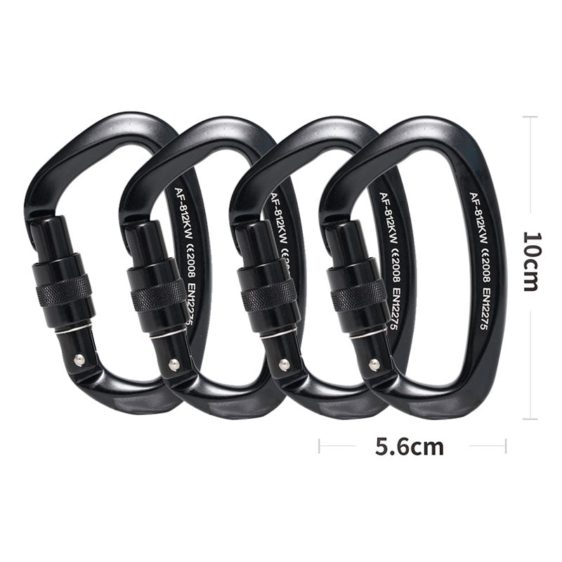 4pcs Professional Climbing Carabiner 25KN D Shape Climbing Buckle Lock Safety Lock Outdoor Climbing Equipment Accessories