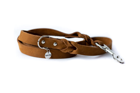 Leather Braided Dog Leash Euro-Dog Collars and Leads