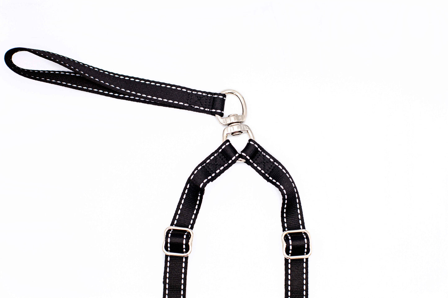 Outdoor Style Black Reflective Adjustable Double Leash